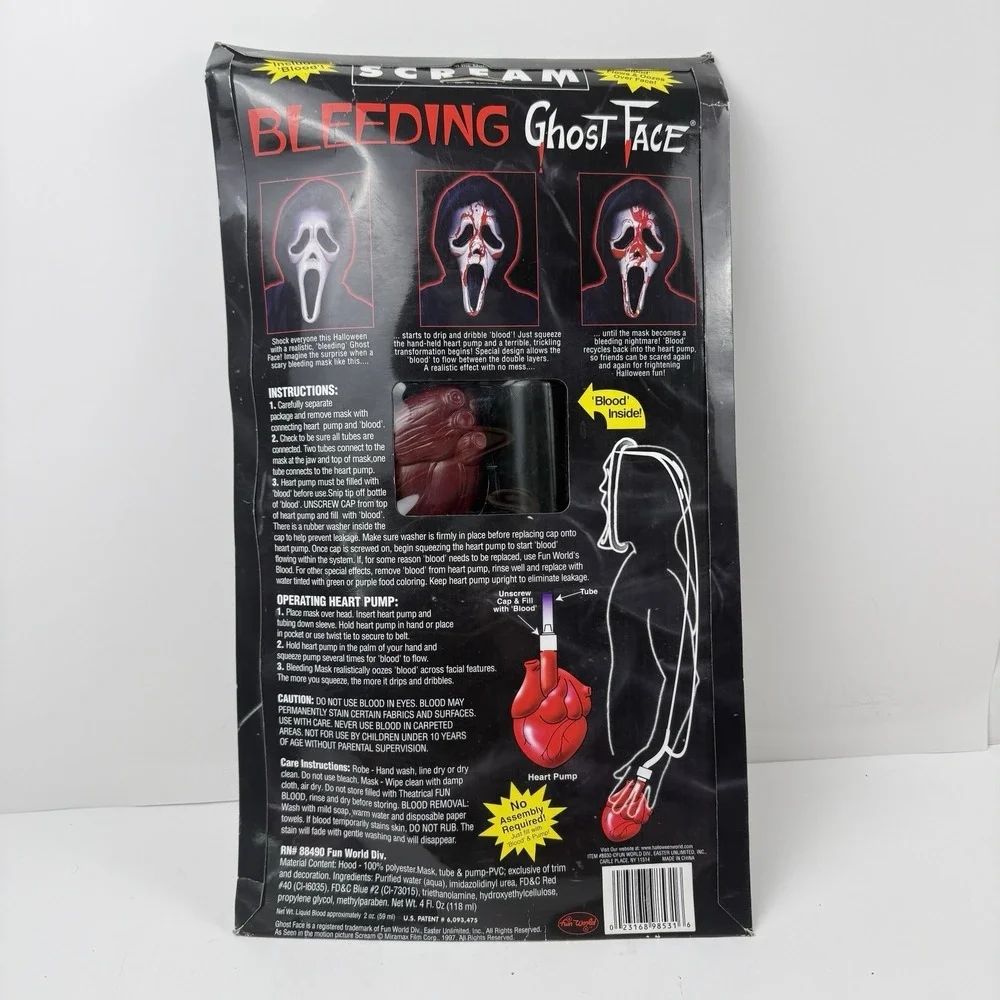 Fun World Ghost Face Bleeding Scream Mask Halloween Movie Brand New